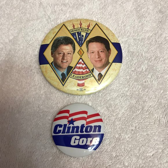 Vintage | Accessories | Vintage Buttons Pins Pinbacks Clinton Gore 96 ...